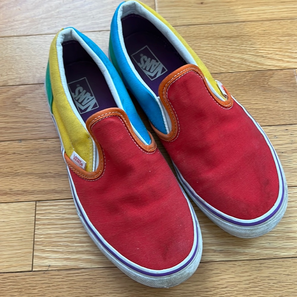Vans Classic Slip On Rainbow Colorblock - Size 5.5 Junior (EUR 37; 6.5/7 Women)